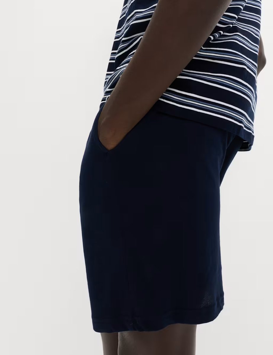 Marks & Spencer M&S Pure Cotton Striped Pyjama Set Navy Mix - 3