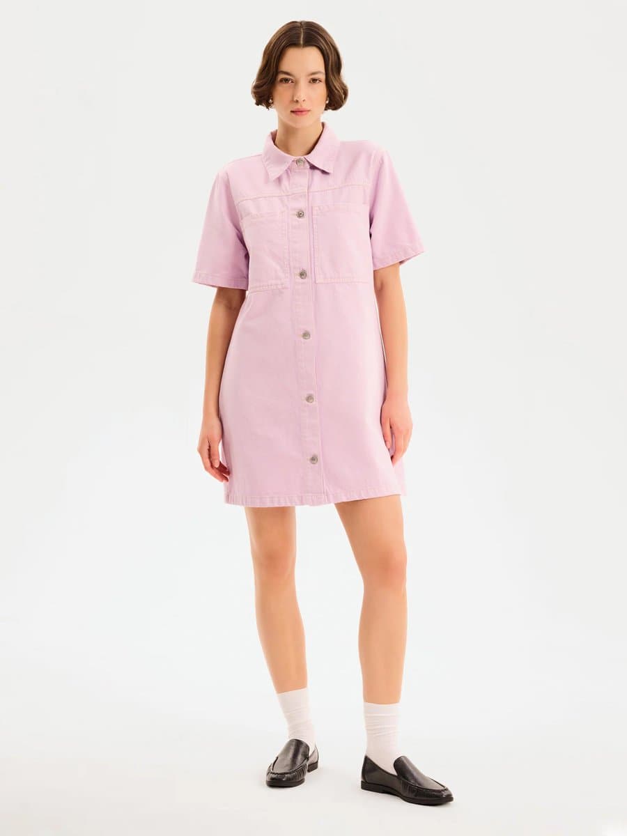 OMNES Olivia Denim Dress in Lilac