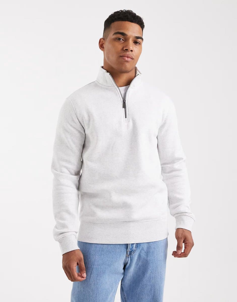ASOS ONLY & SONS half zip sweat in light grey