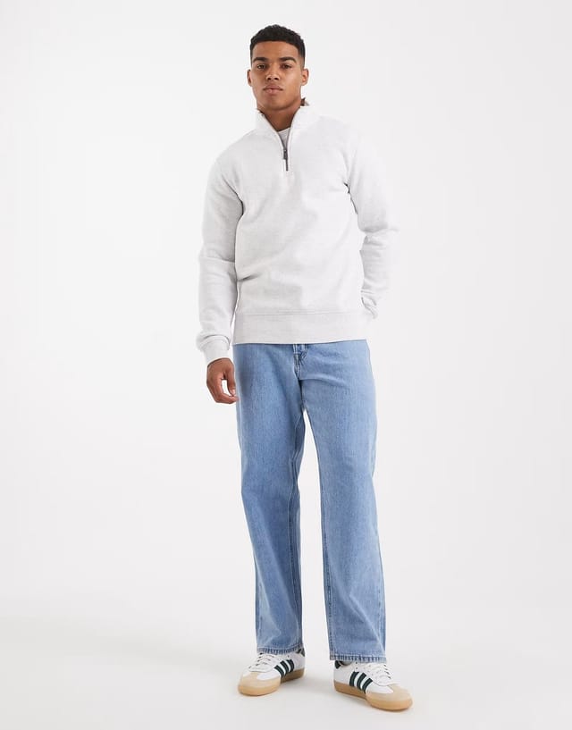 ASOS ONLY & SONS half zip sweat in light grey - 2