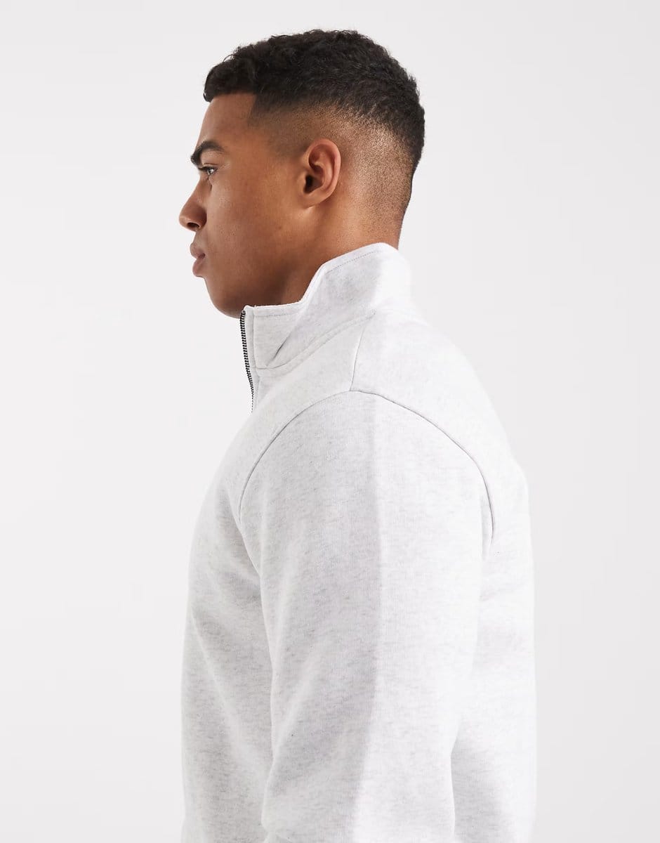 ASOS ONLY & SONS half zip sweat in light grey - 4