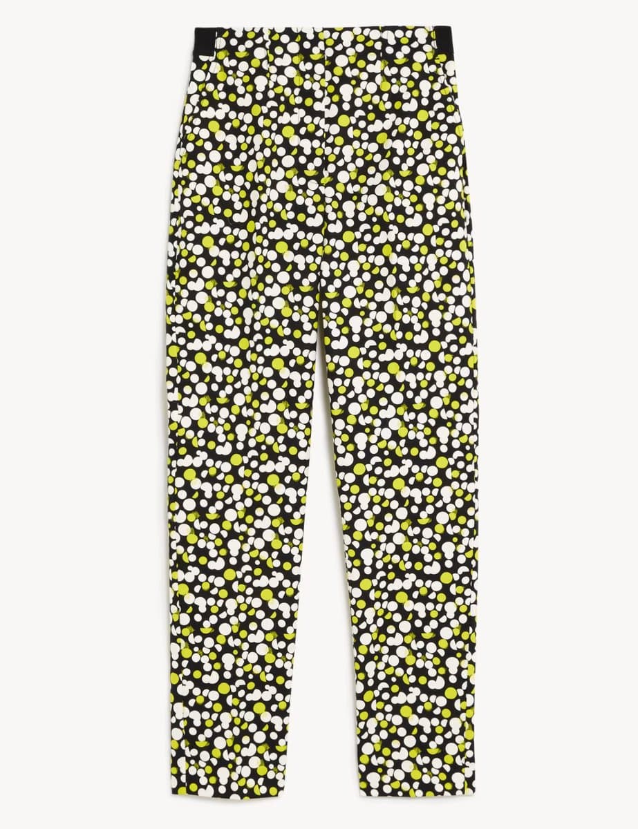 Marks & Spencer M&S Cotton Rich Printed Slim Fit Trousers Black Mix