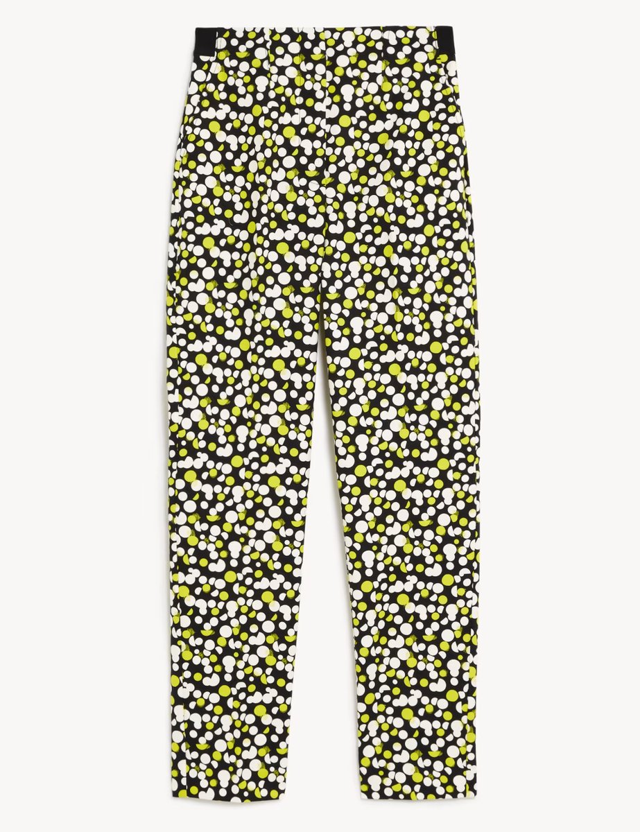 Marks & Spencer M&S Cotton Rich Printed Slim Fit Trousers Black Mix - 2
