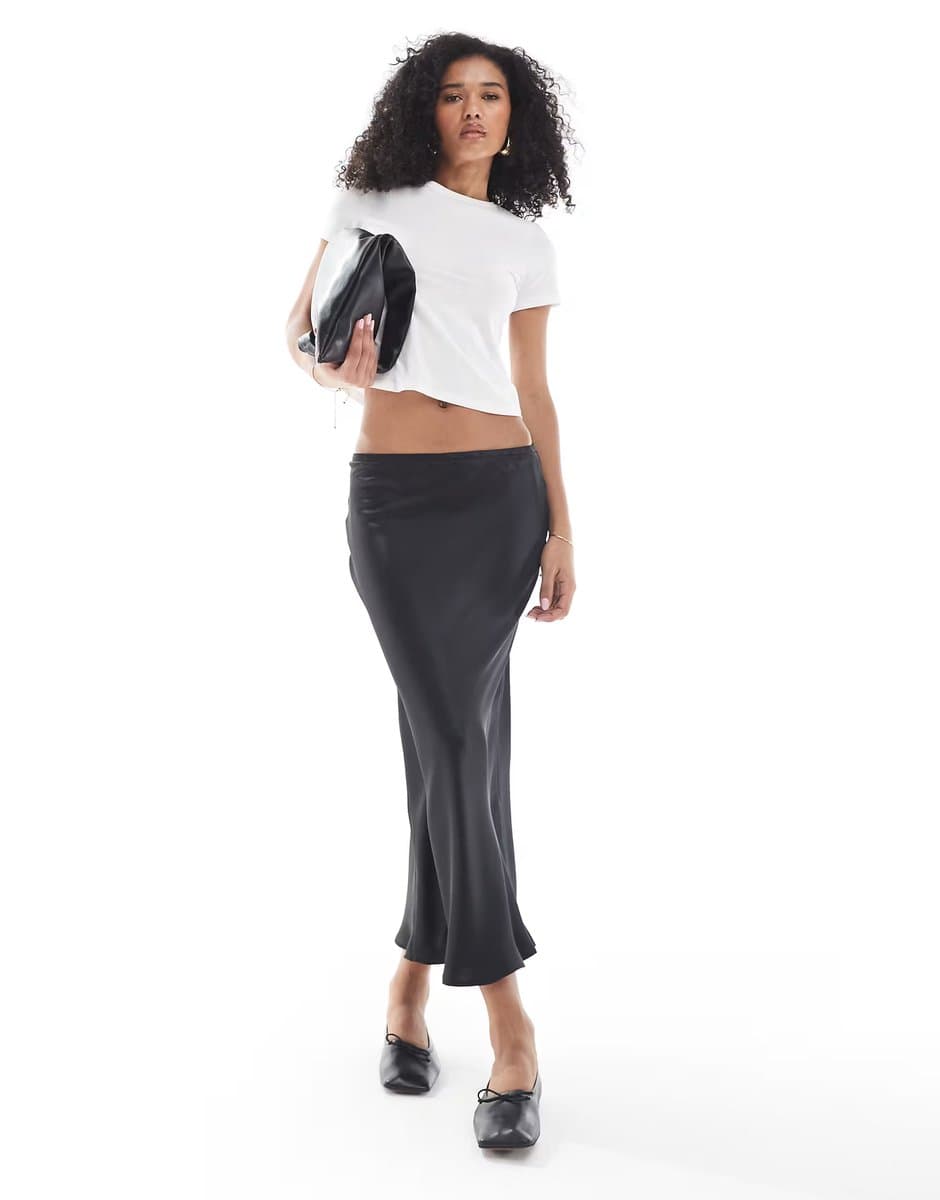 ASOS ASOS New Look Satin Midi Skirt in Black