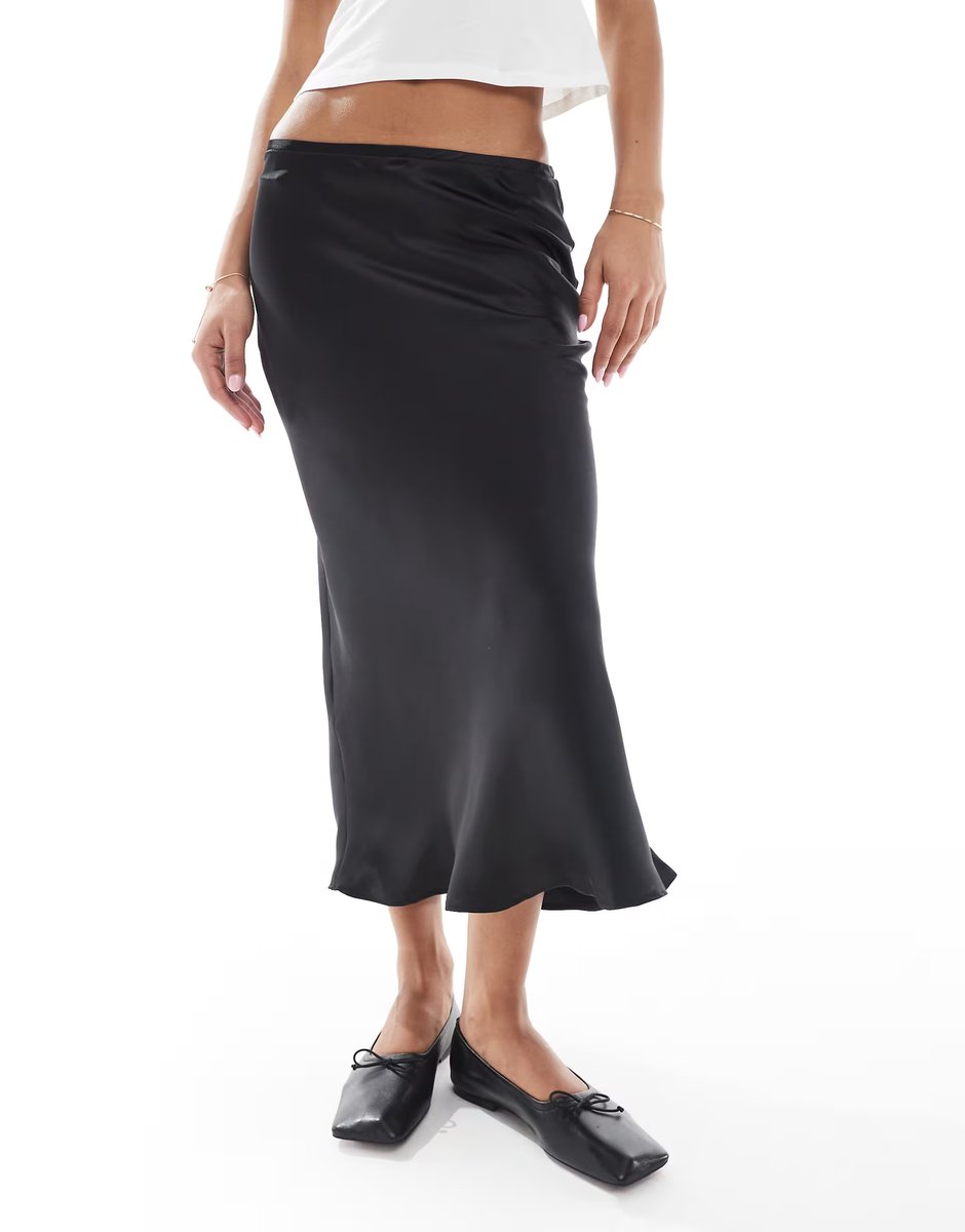 ASOS New Look satin midi skirt in black - 3