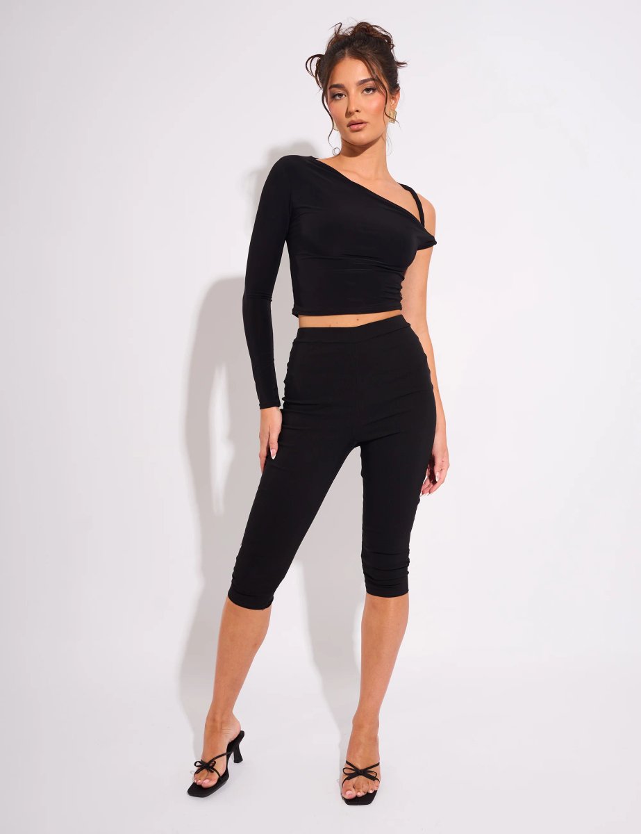 Public Desire Slinky Twist Strap Asymmetric Luxe Top Black - 4