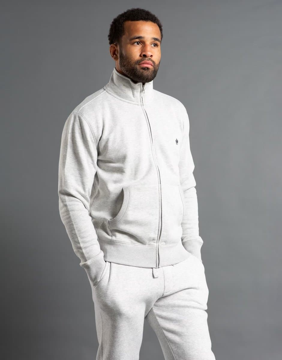 ASOS French Connection Cotton blend funnel neck zip jumper in light grey
