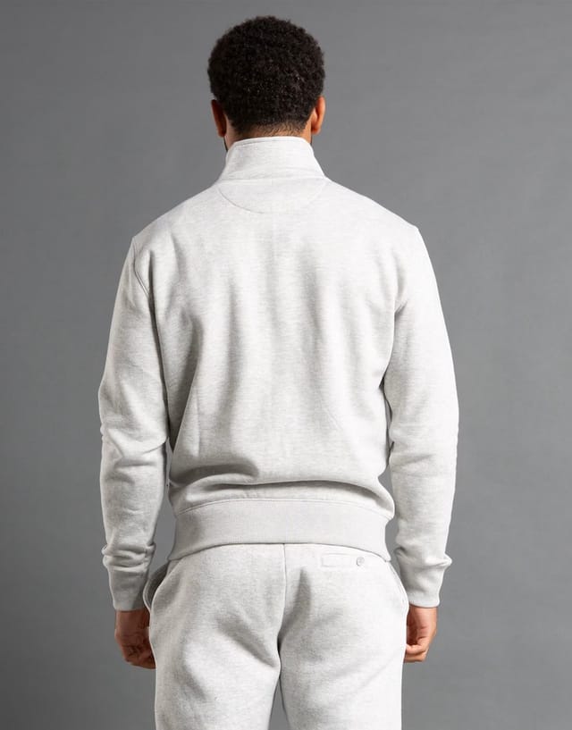 ASOS French Connection Cotton blend funnel neck zip jumper in light grey - 3