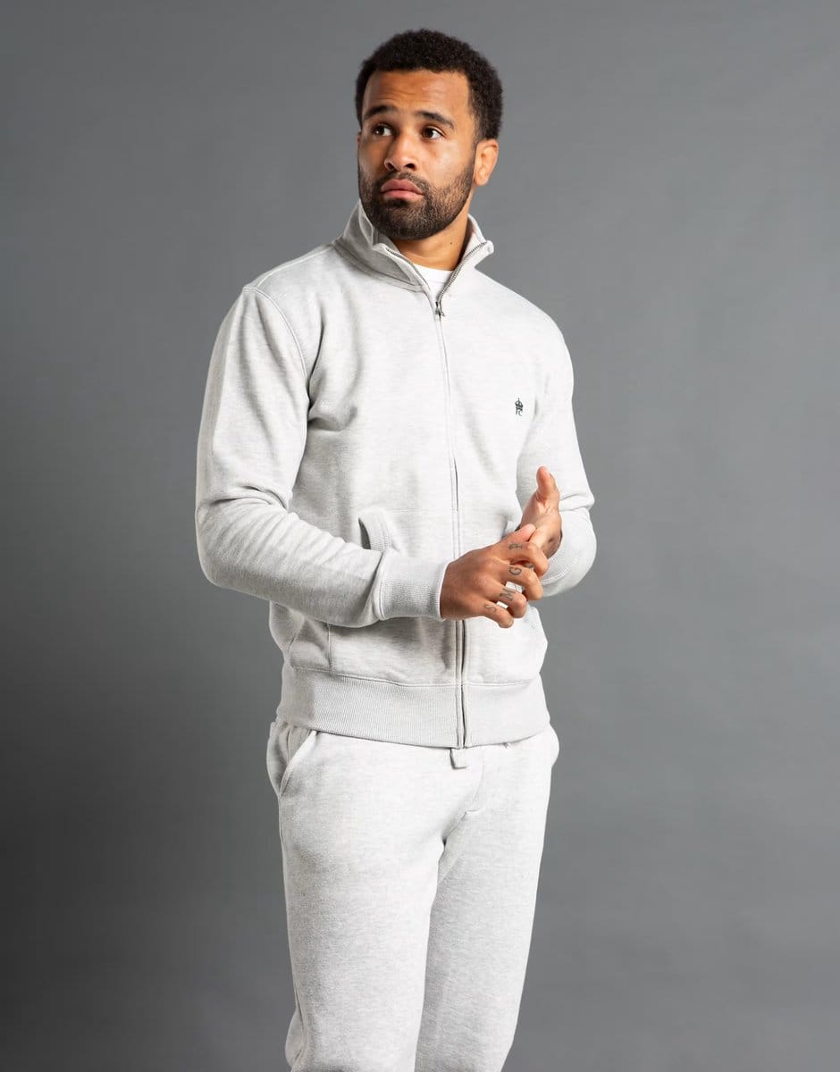 ASOS French Connection Cotton blend funnel neck zip jumper in light grey - 4