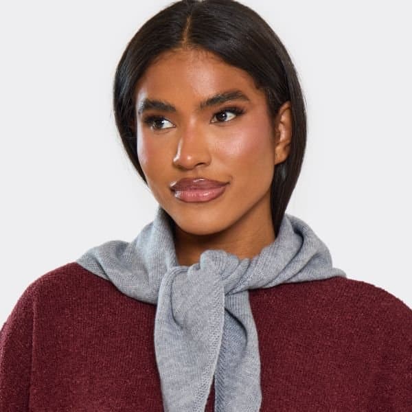 EGO EGO Tie Front Shawl Scarf in Grey