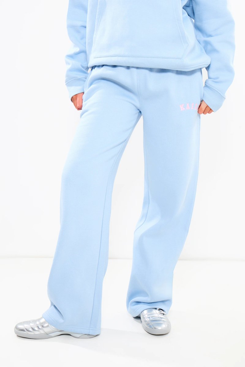 Kaiia Kaiia Logo Wide Leg Joggers Baby Blue & Pink - 3