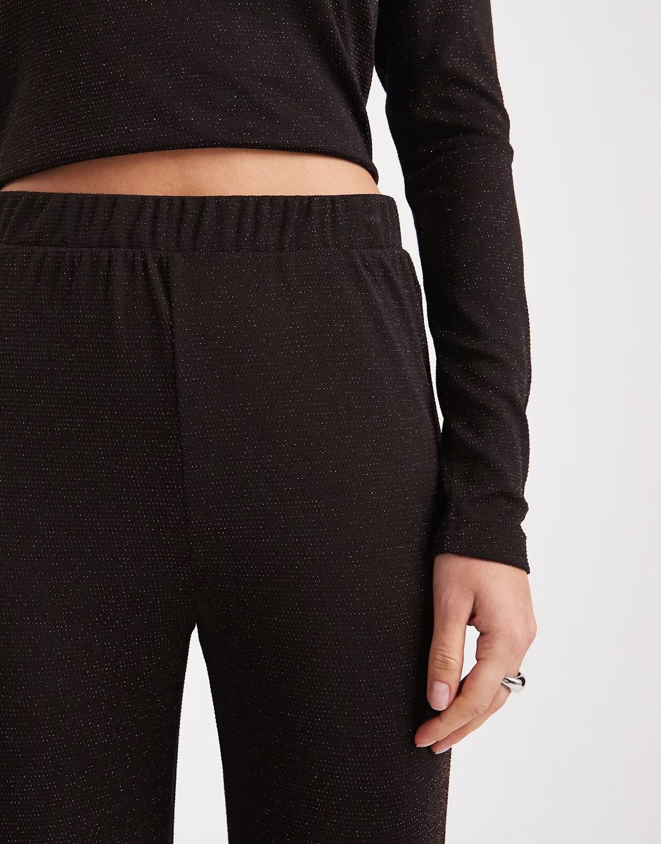 ASOS Vero Moda glitter wide leg trouser co-ord in chocolate and copper - 3