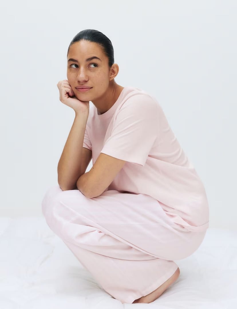 Marks & Spencer M&S Pure Cotton Pyjama Set Pink Mix - 1