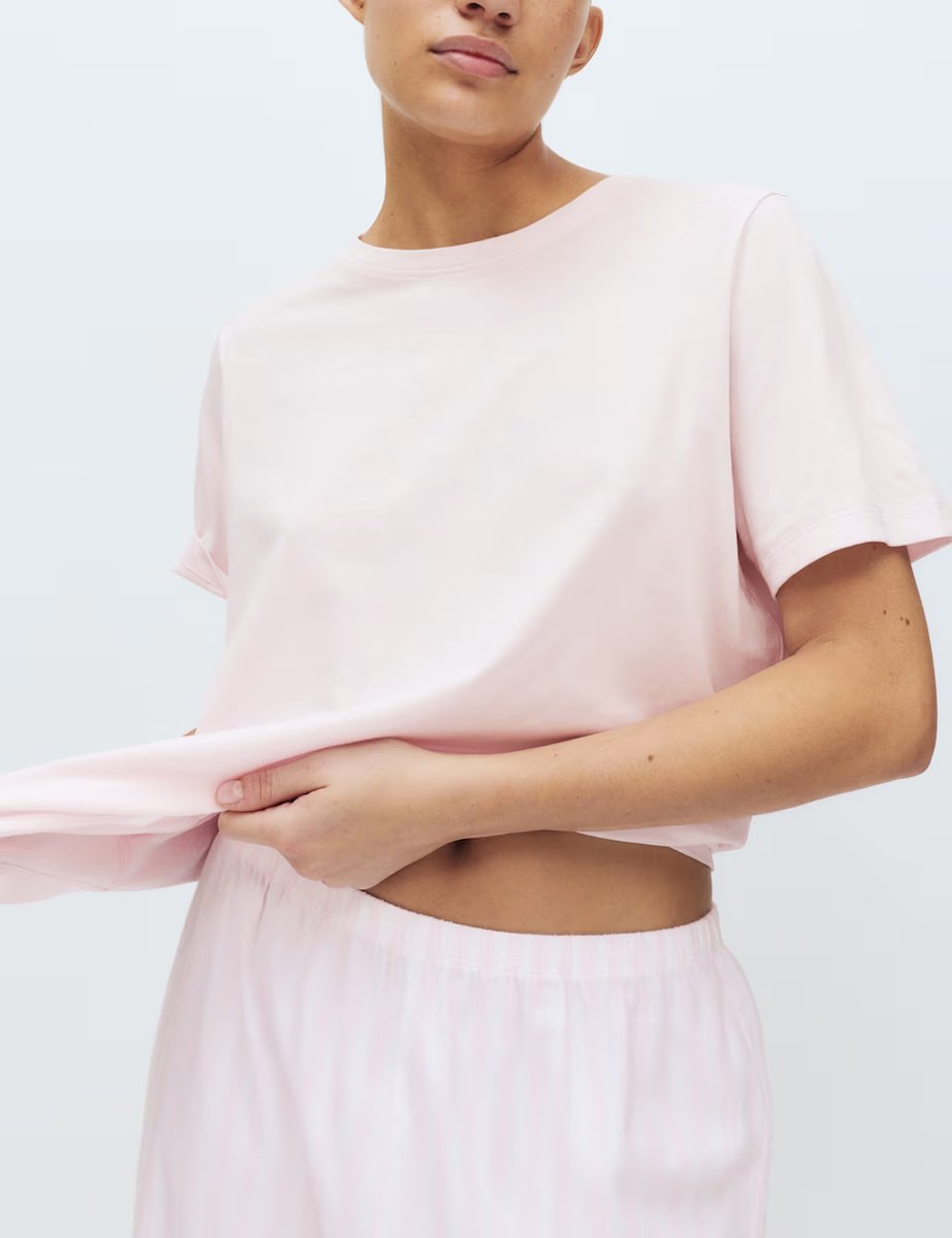 Marks & Spencer M&S Pure Cotton Pyjama Set Pink Mix - 2