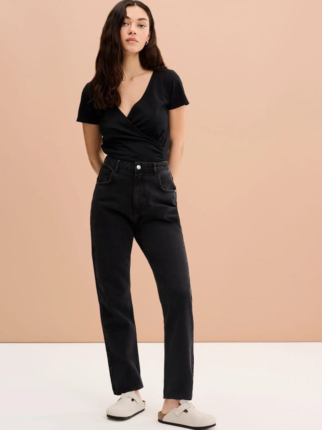 OMNES Hilary Jersey Top in Black - 2