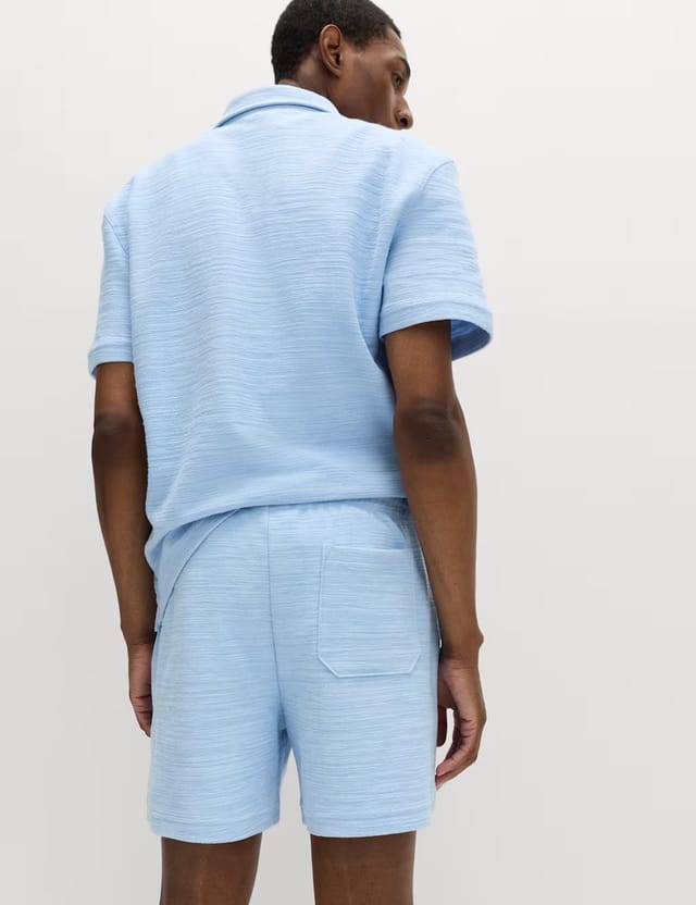 Marks & Spencer M&S Bouclé Cotton Rich Shorts Powder Blue - 3