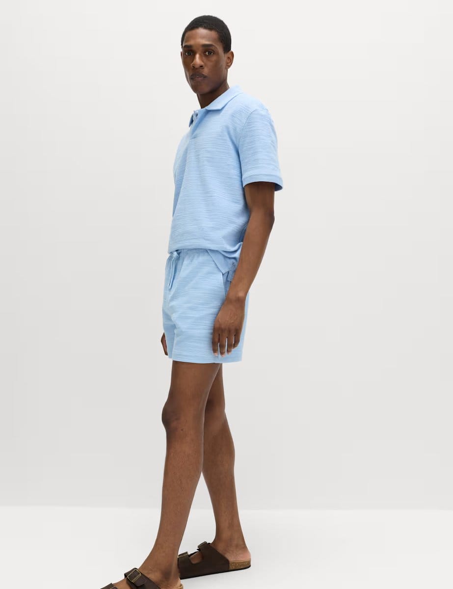 Marks & Spencer M&S Bouclé Cotton Rich Shorts Powder Blue - 4