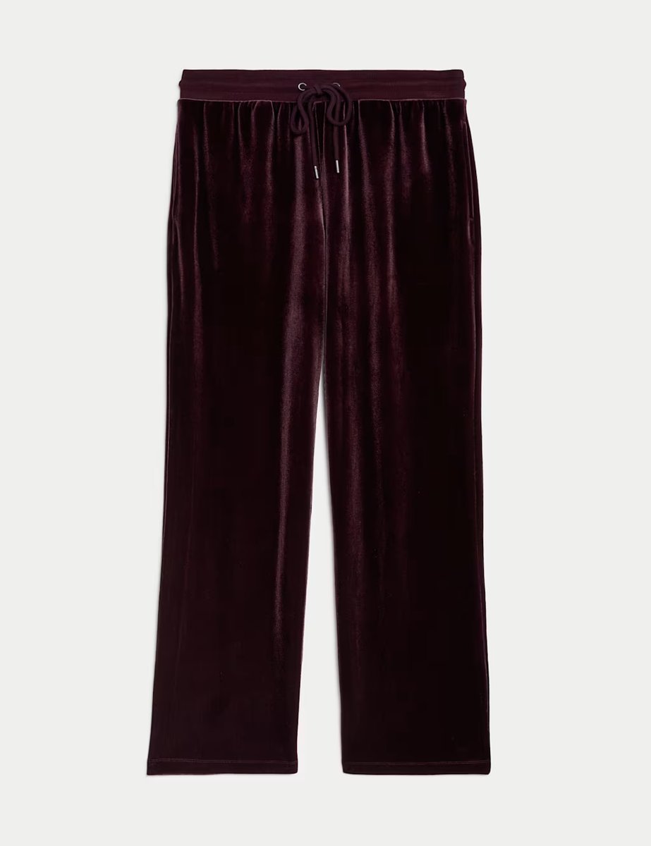 Marks & Spencer M&S High Waisted Wide Leg Joggers Dark Grape - 2