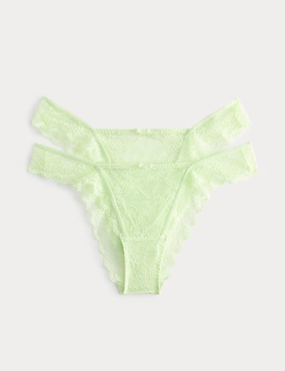 Marks & Spencer M&S 2 Pack Ida Lace Miami Knickers Light Apple