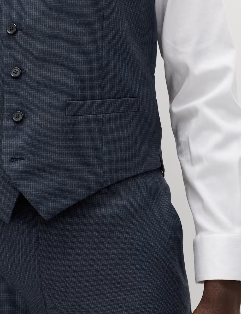 Marks & Spencer M&S Checked Stretch Waistcoat Navy - 4