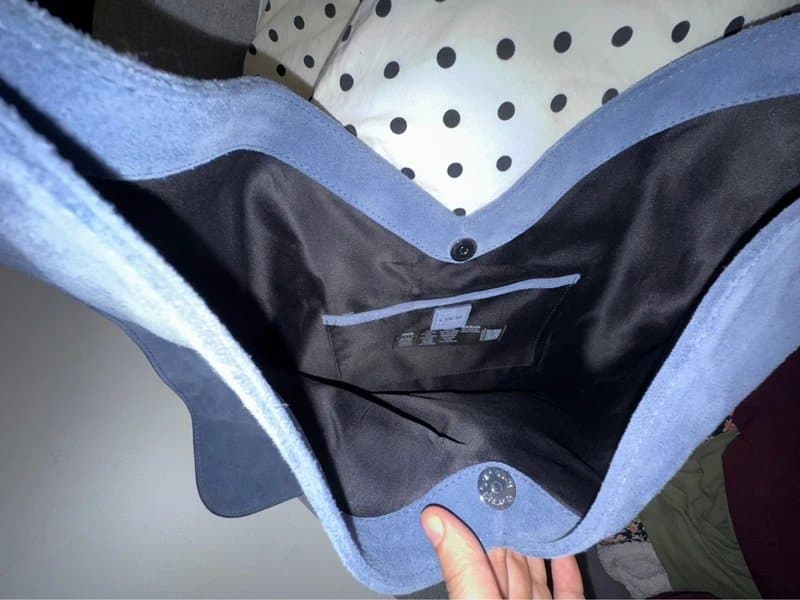 ASOS Design denim blue suede tote shopper bag purse leather hobo minimalist