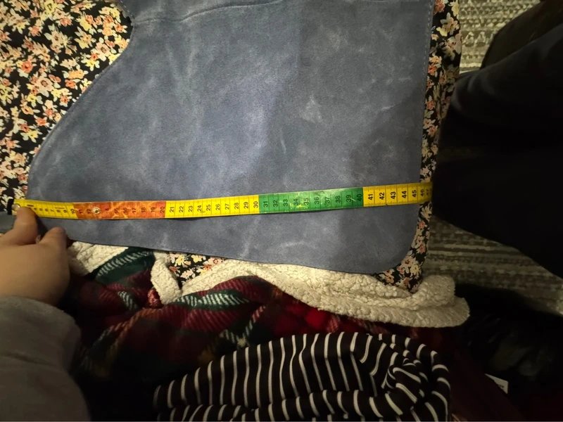 ASOS Design denim blue suede tote shopper bag purse leather hobo minimalist - 2