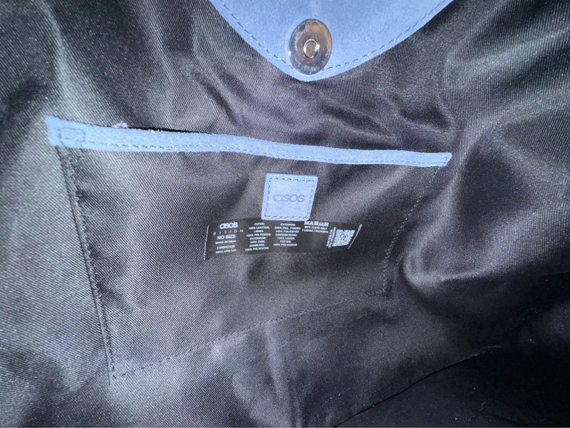 ASOS Design denim blue suede tote shopper bag purse leather hobo minimalist - 4