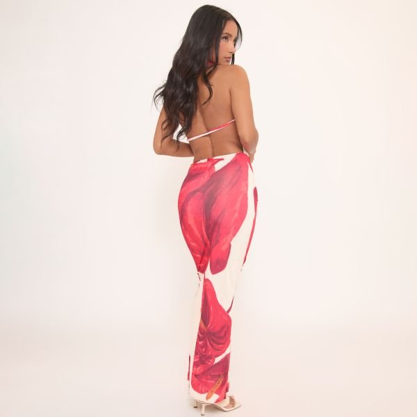 EGO Cowl Halterneck Maxi Dress In Cream Floral Print, Women's Size UK Large L - 2