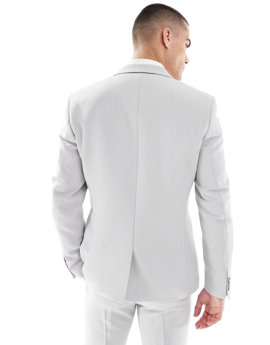 ASOS ASOS DESIGN skinny suit jacket in light grey microtexture - 2