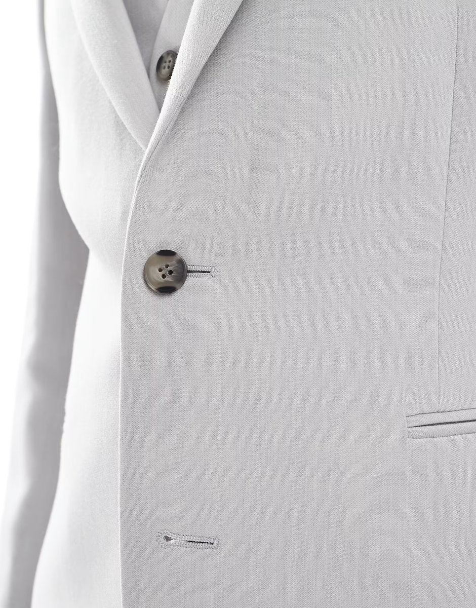 ASOS ASOS DESIGN skinny suit jacket in light grey microtexture - 4