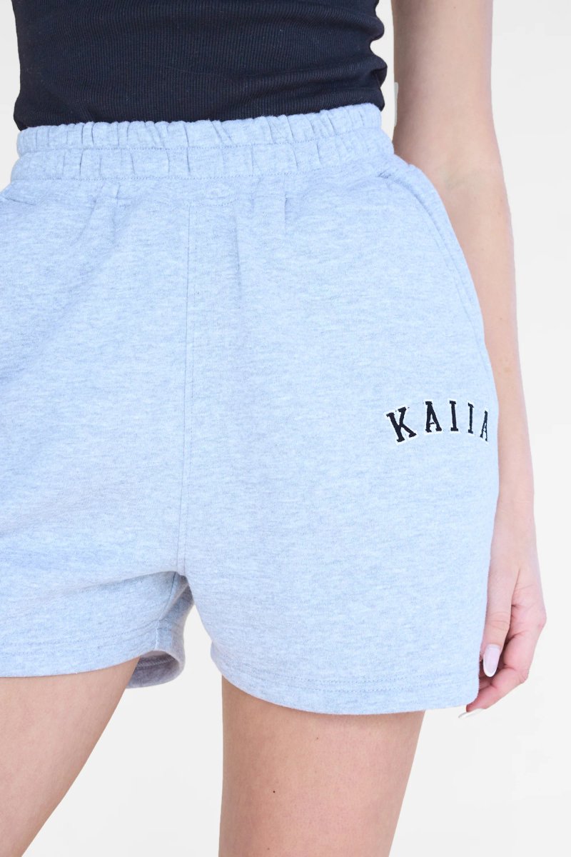 Kaiia Kaiia Logo Sweat Shorts Grey Marl & Black - 4