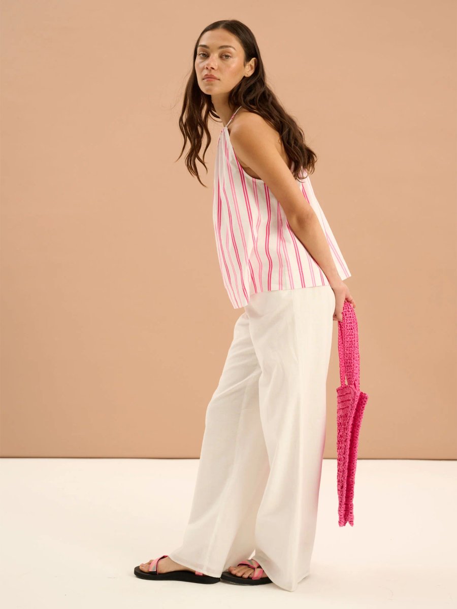 OMNES Ramela Elasticated Waist Linen Trouser in White - 2