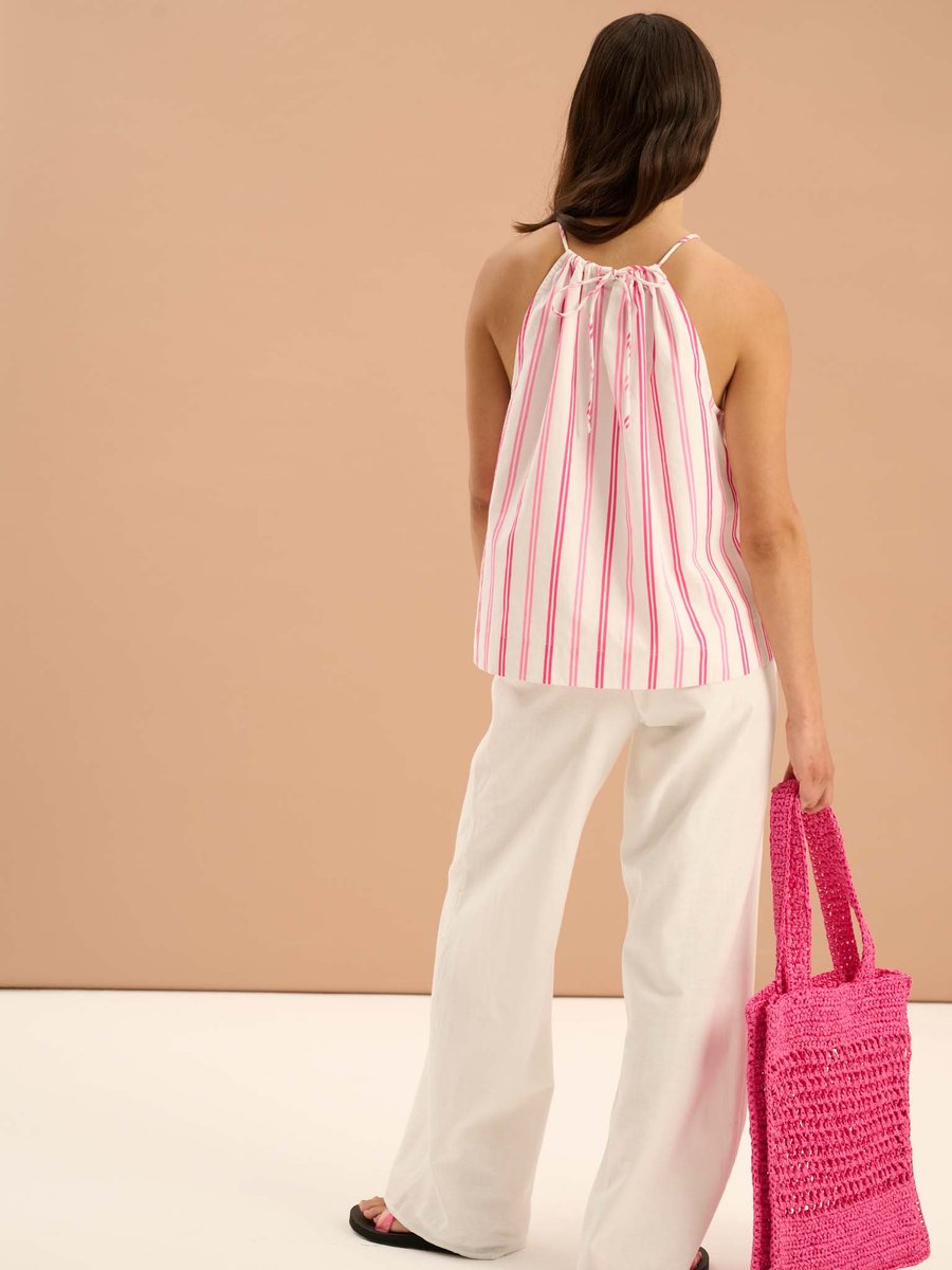 OMNES Ramela Elasticated Waist Linen Trouser in White - 3