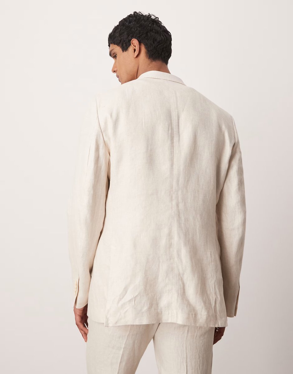 ASOS Mango flax linen blazer co-ord in light beige - 4