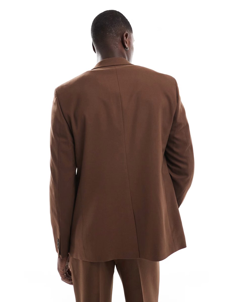 ASOS ASOS DESIGN regular suit jacket in brown twill - 2