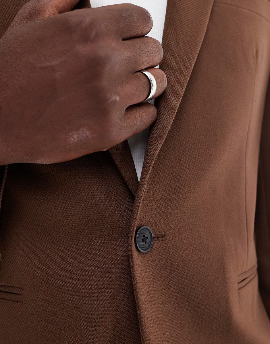 ASOS ASOS DESIGN regular suit jacket in brown twill - 3