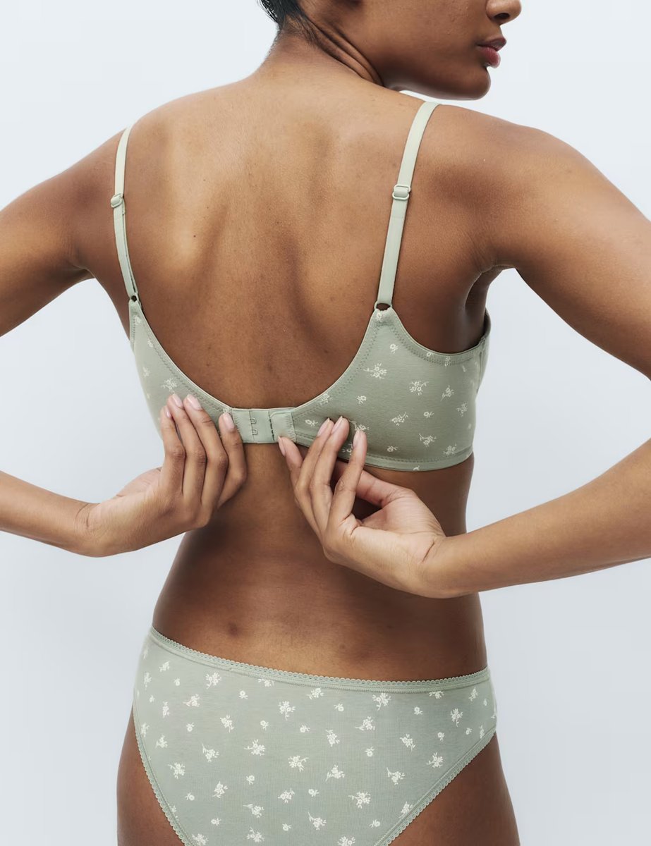 Marks & Spencer M&S 3pk Cotton Non Wired Full Cup T-Shirt Bra A-E Soft Green - 4