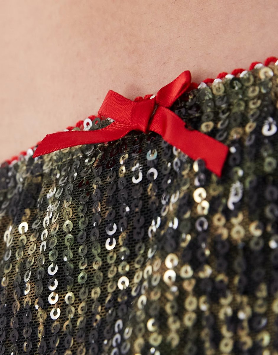 ASOS COLLUSION sheer awkward length skirt in camo sequin - 3