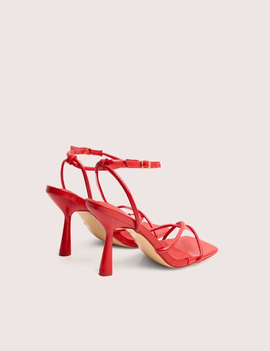 Public Desire Bree Red Pu Barely There Square Toe Mid Stiletto Heels - 3