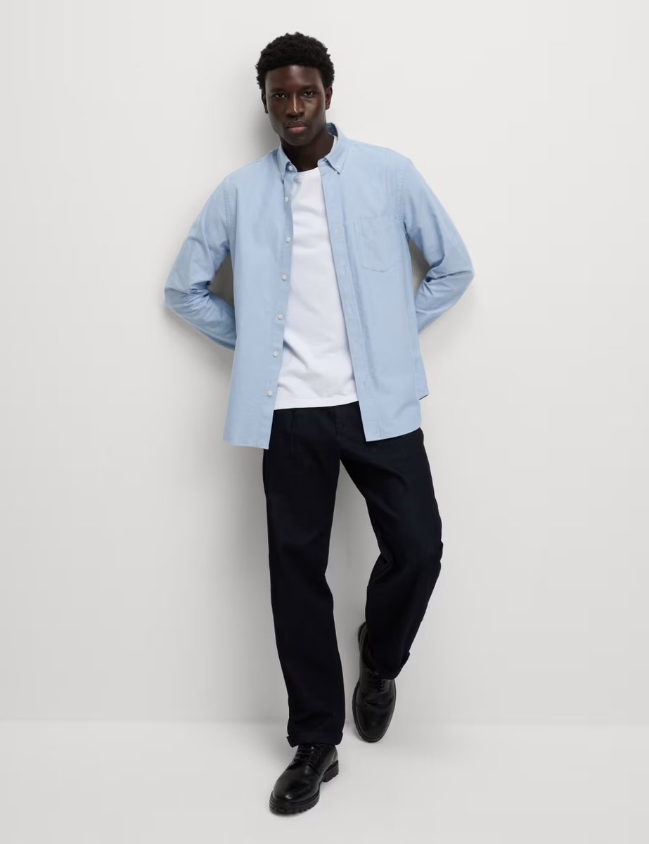 Marks & Spencer M&S Pure Cotton Ultimate Oxford Shirt Chambray - 3