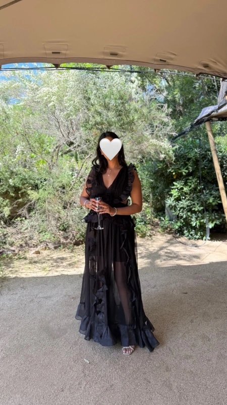 ASOS ASOS luxe plunge maxi dress with ruched chiffon detail and open back in black - 2