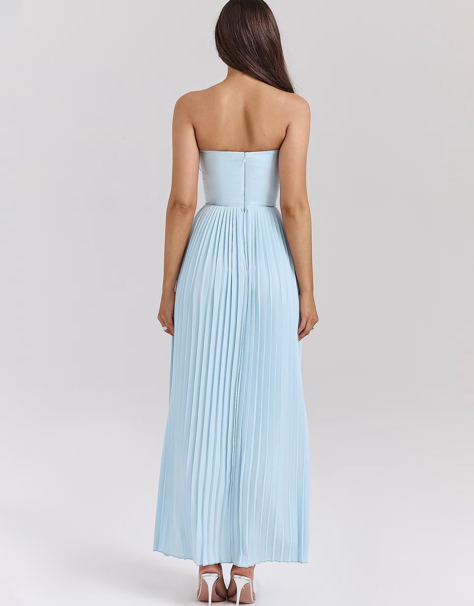 ASOS House of CB Marcella pleated maxi dress in ocean blue - 2