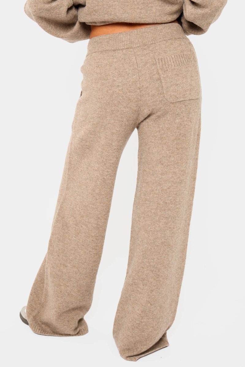 Kaiia Kaiia Drawstring Wide Leg Trousers Taupe Marl - 4