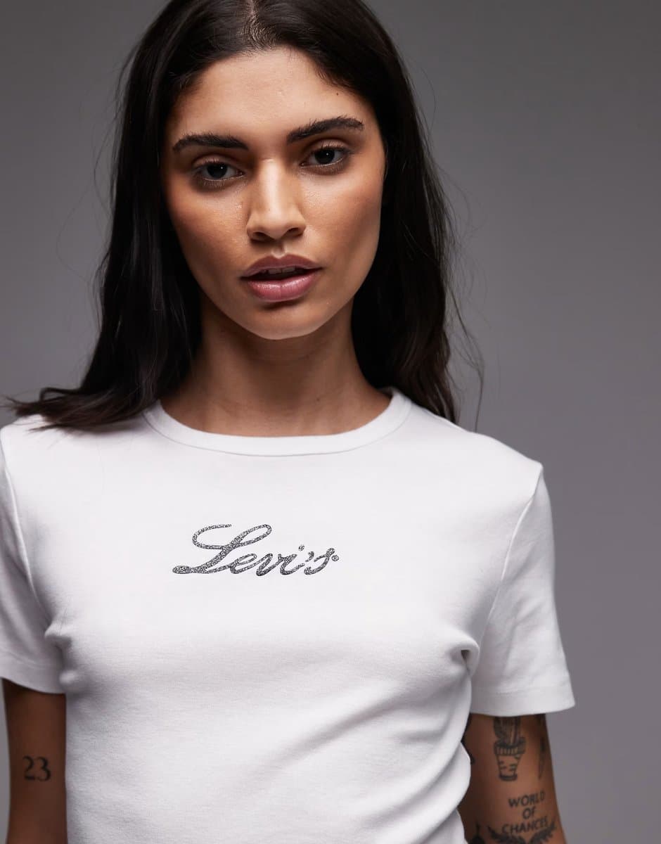 ASOS ASOS Levi's Rickie Embellished Logo T-shirt in White