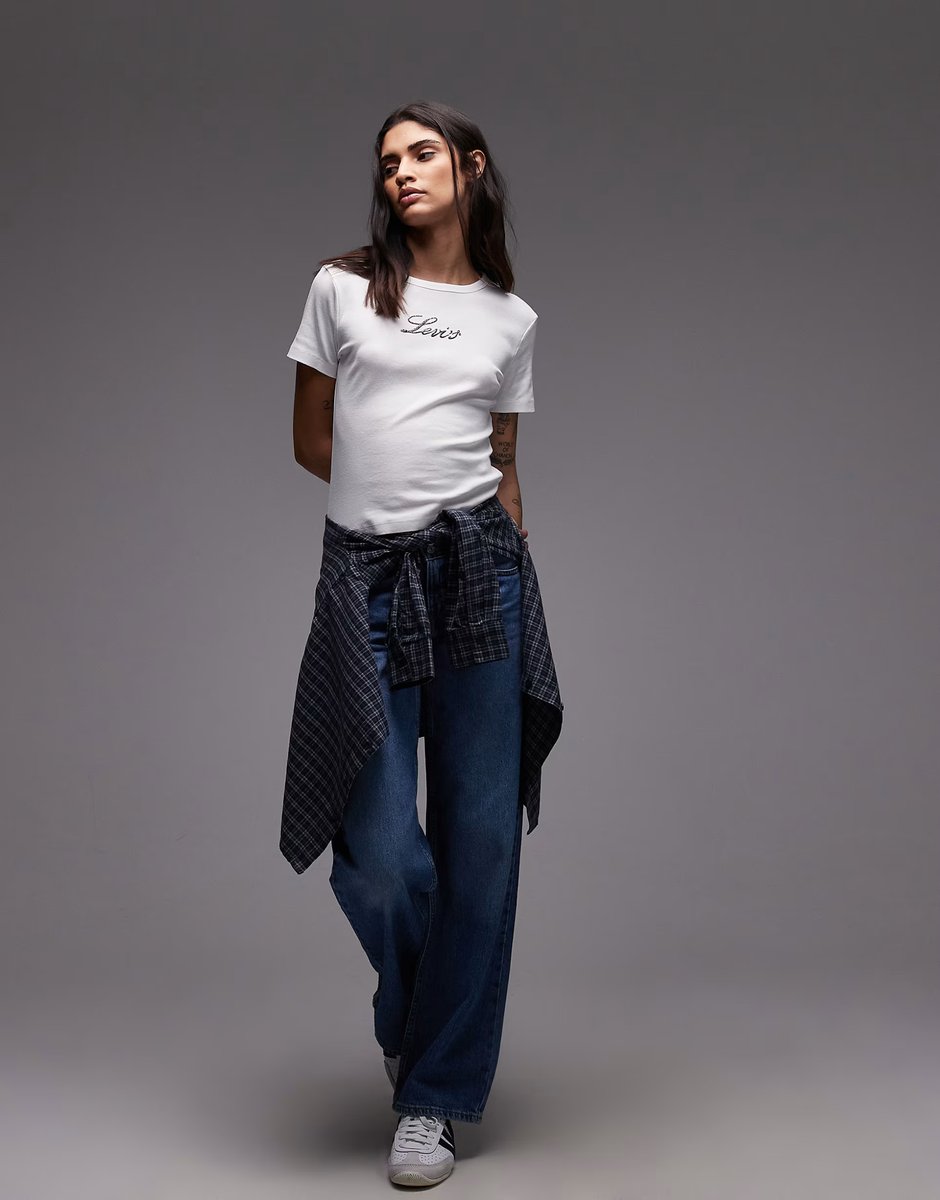 ASOS Levi's Rickie embellished central logo t-shirt in white - 2