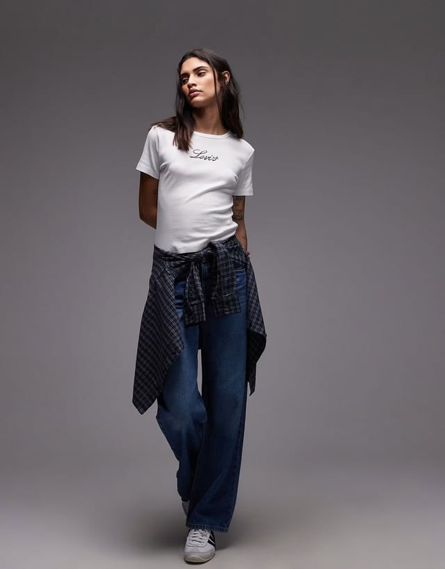ASOS Levi's Rickie embellished central logo t-shirt in white - 2