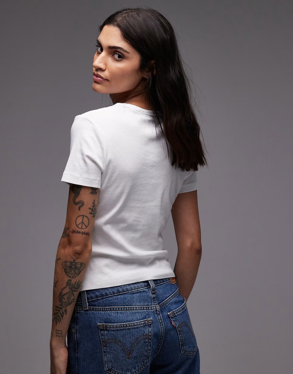 ASOS Levi's Rickie embellished central logo t-shirt in white - 4