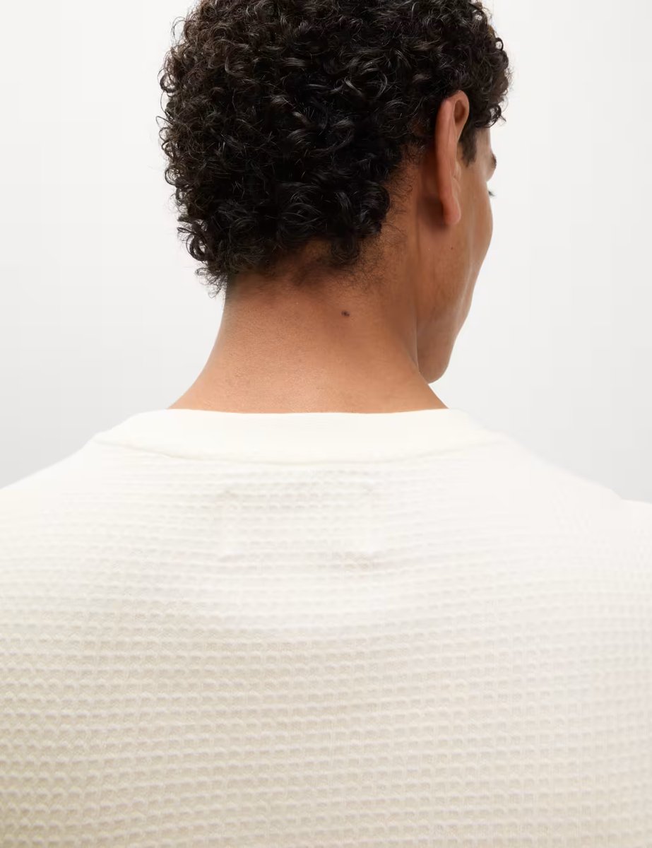 Marks & Spencer M&S Relaxed Pure Cotton Waffle T-Shirt Ivory - 2