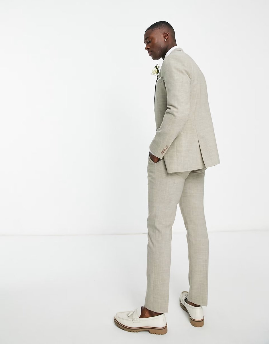 ASOS Selected linen mix suit jacket in beige - 2