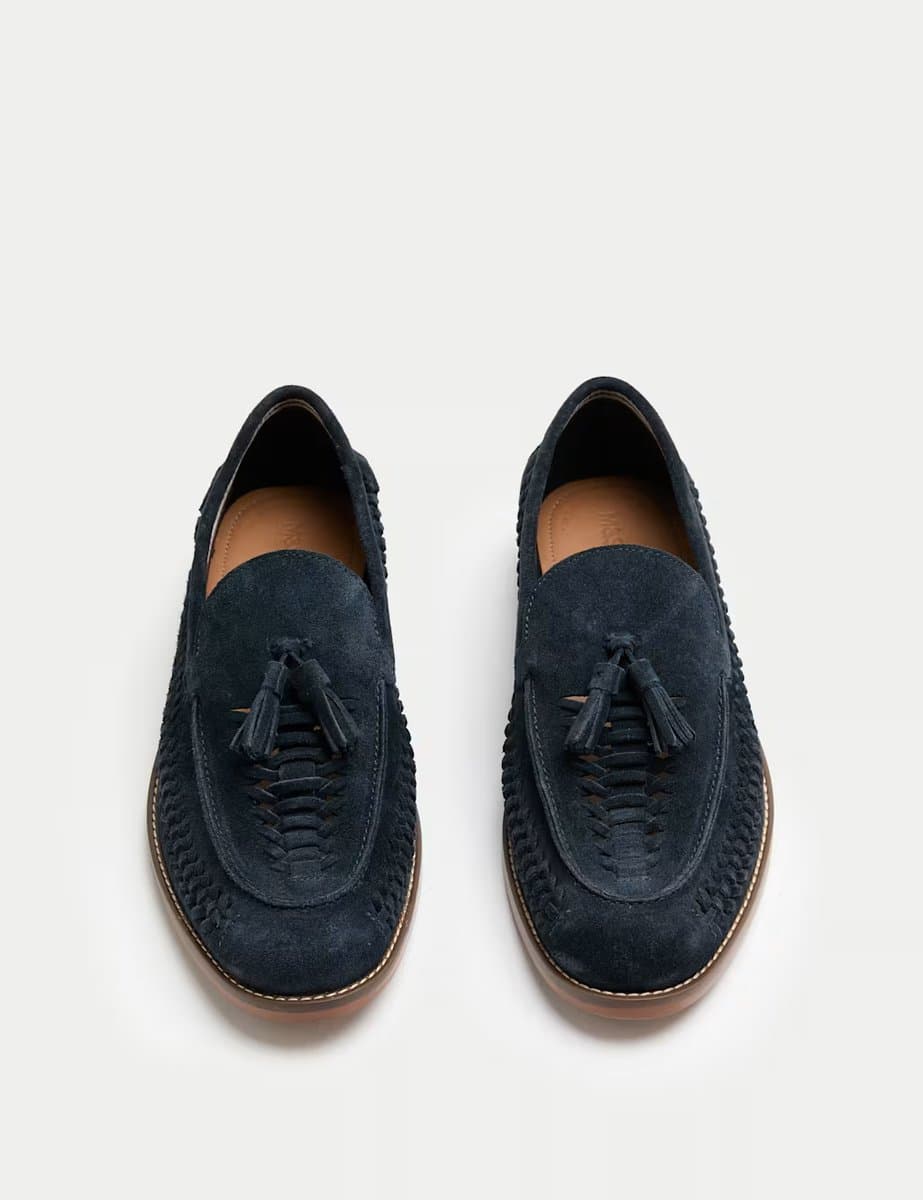 Marks & Spencer M&S Navy Suede Slip On Loafers